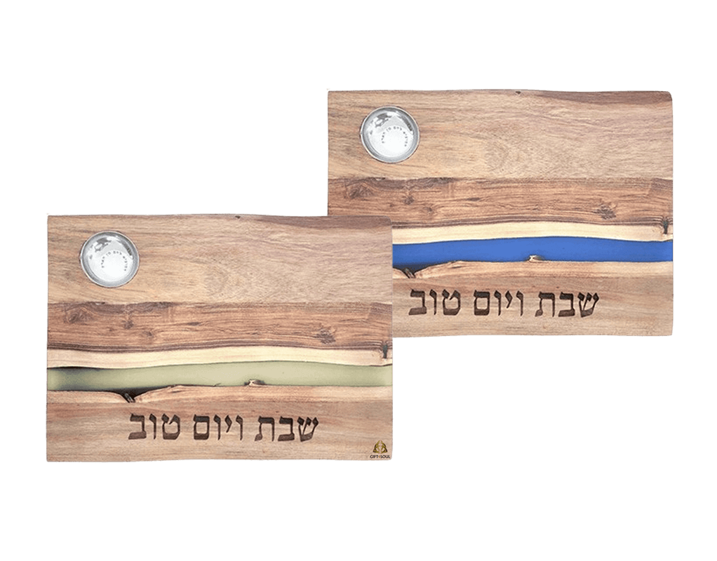 מגש חלה לשבת מלבן עץ שיטה פסים