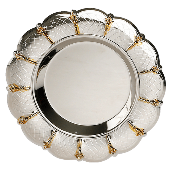 AJ46951 גביע קידוש ניקל כולל תחתית תואמת עיטורי זהב