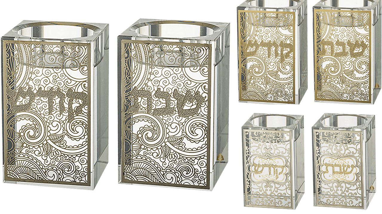AJ49168 99 03 T זוג פמוטי קריסטל מרובע עם פלקטה