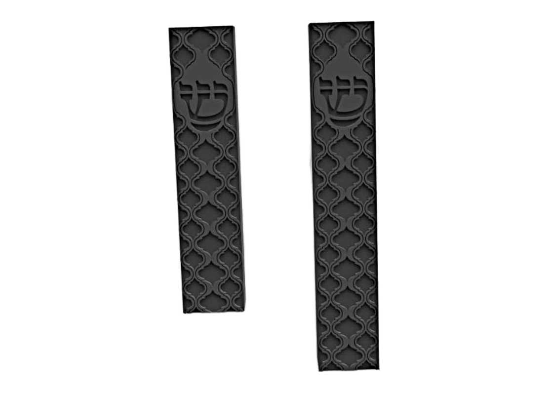 AV5109 בית מזוזה שחור מובלט מעויינים מתאים לקלף 12 ו15