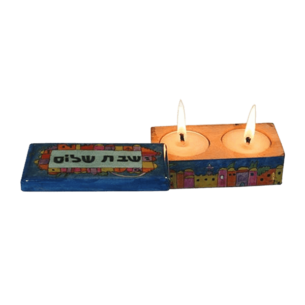 EMTLZZ1 4 T פמוטים לשבת וחג לנסיעה בקופסא מהודרת ומאויירת בדגמים לבחירה