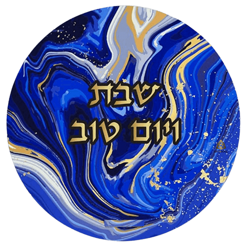 HA5320 תחתית לסיר מעוצבת זכוכית מחוסמת דמוי שיש כחול וזהב