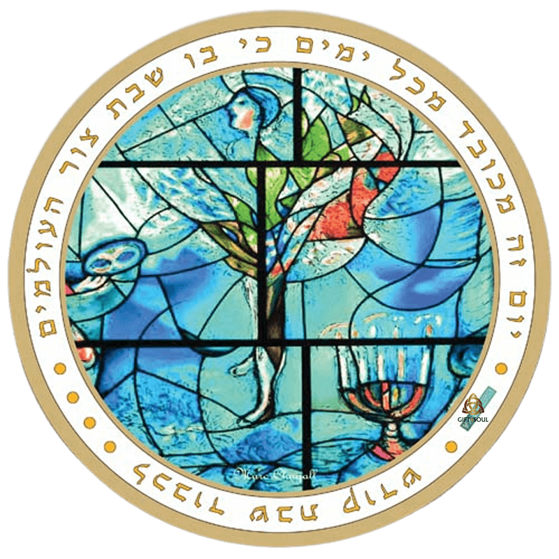 HA5327 תחתית לסיר מעוצבת זכוכית מחוסמת איור אמנותי טורקיז