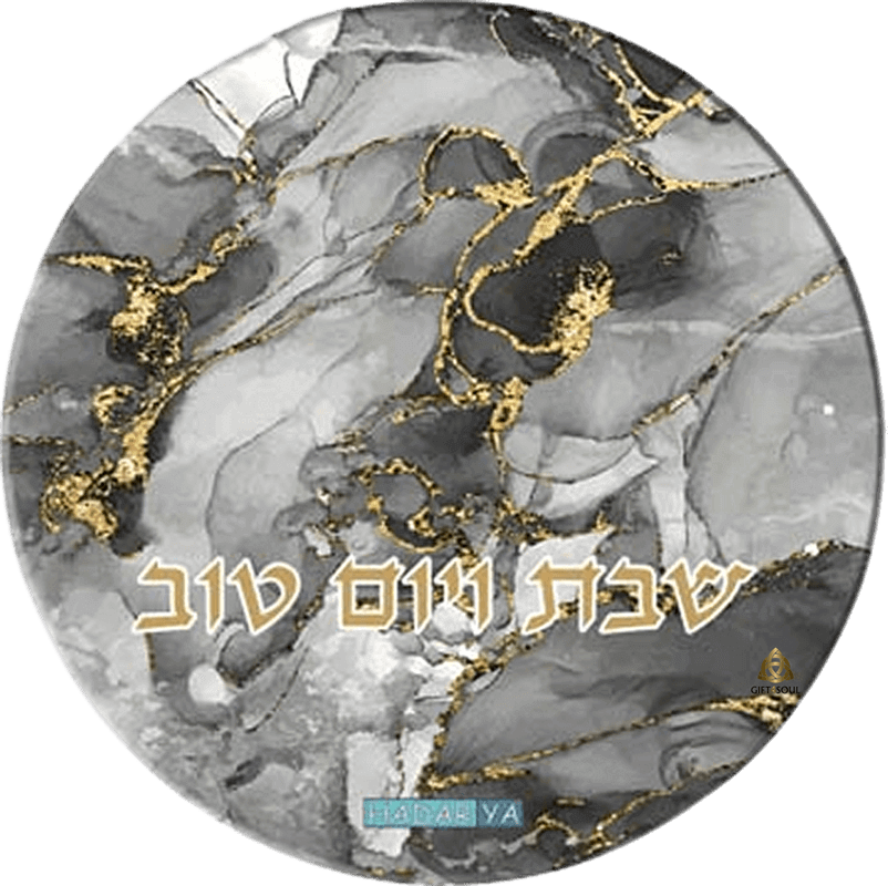HA5331 תחתית לסיר מעוצבת זכוכית מחוסמת דמוי שיש אפור וזהב