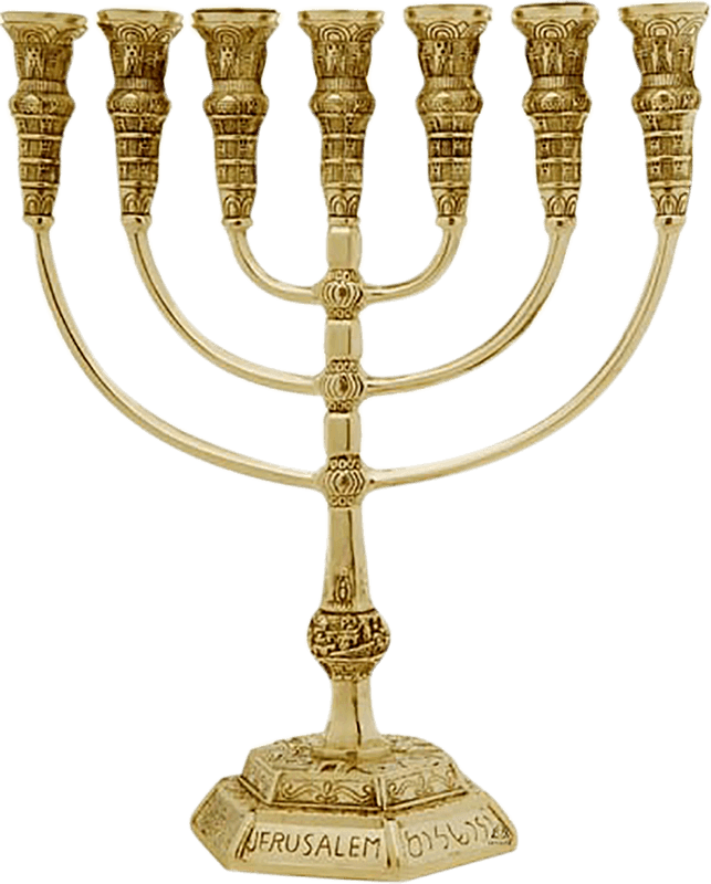 HA7813 AG מנורת המקדש 7 קנים אלומיניום מעוצבת זהב ירושלים