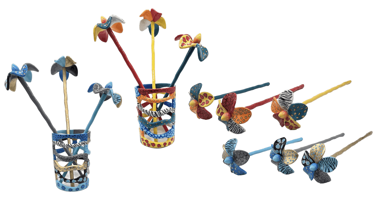 HA9933 7 T אגרטל פרחים צבעוני זר של שמחה