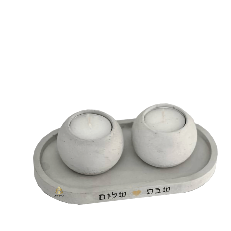 LA005 סט פמוטים עגולים לשבת בטון לבן ומגש אובלי