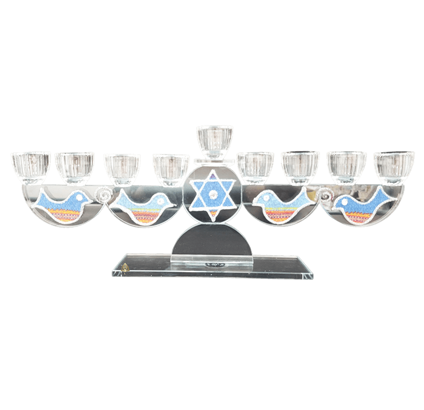 LL97079 חנוכית קריסטל מעוצבת מגן דויד על בסיס מלבני