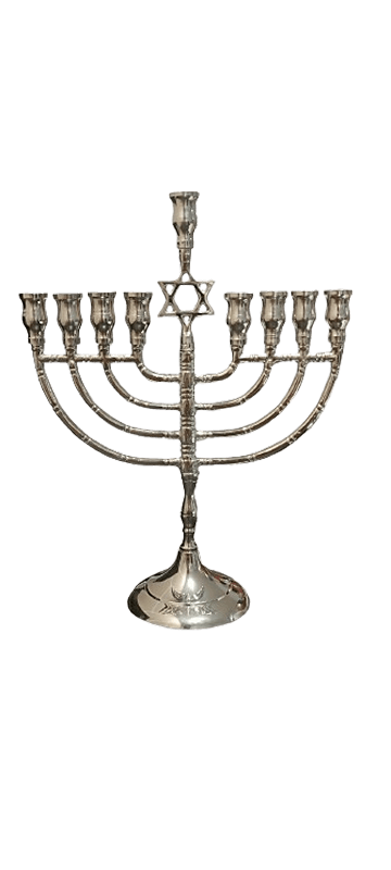 VV3099 חנוכיה מגן דוד למעלה 25סמ ניקל 