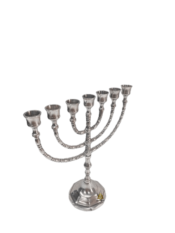 VV3768 חנוכייה נחושת מעוטרת רגל מעוצבת 2 גדלים לבחירה פיוטר מהצד 30 סמ