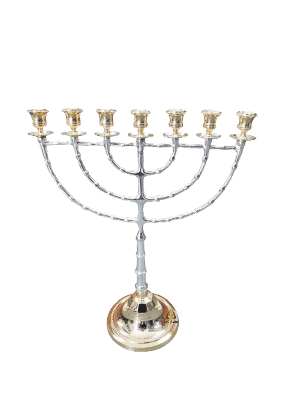 VV4583 מנורה נחושת גמבו גבוהה  כסף וזהב 46 סמ