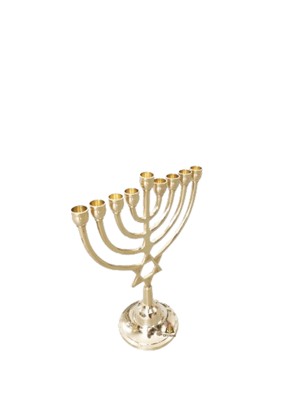 VV6672A חנוכייה נחושת מרשימה רגל מעוצבת מגן  דוד נחושת