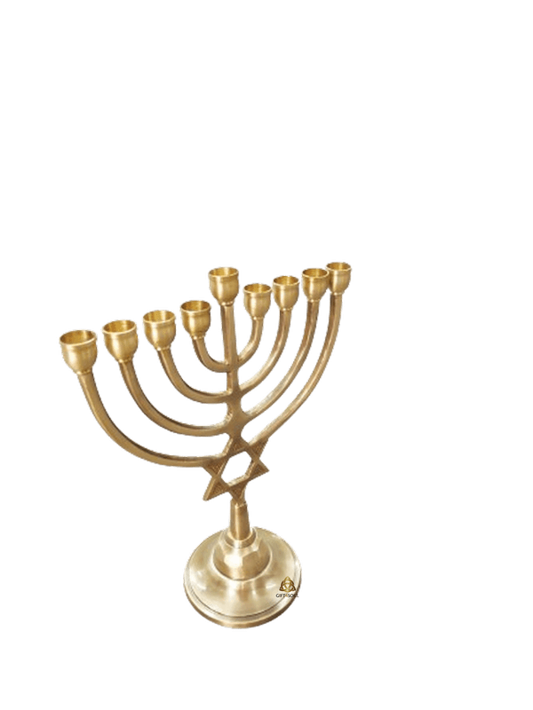 VV6672 חנוכייה נחושת מרשימה רגל מעוצבת מגן דוד ענתיק