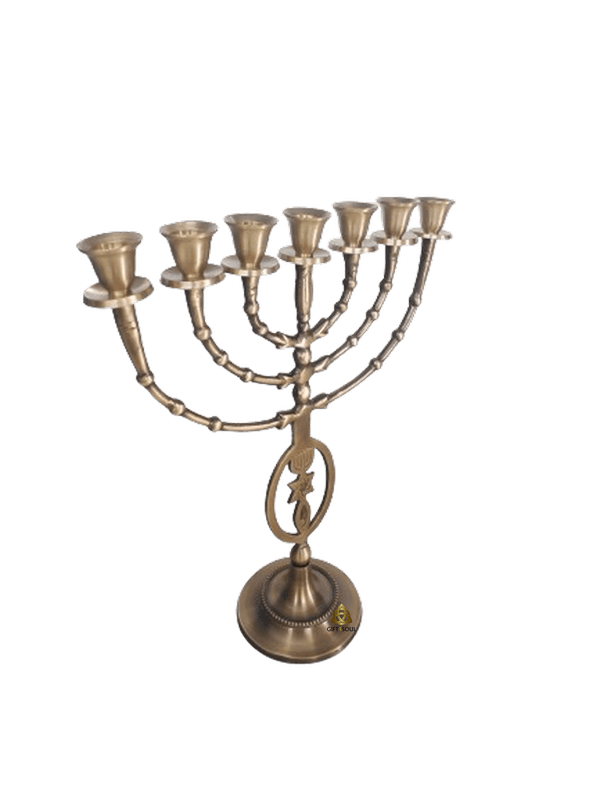 VV6817B מנורה נחושת מרהיבה אליפסה חנוכייה מגן דוד דג ענתיק