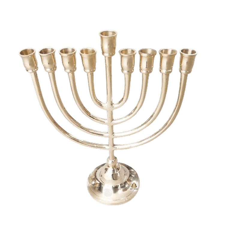 VV7363 חנוכייה נחושת מעוטרת צינורות גובה 25 סמ בסיס מוגבהה נחושת