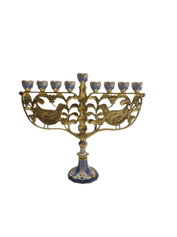 VVHE0005 חנוכייה מרשימה מצופה אימייל יונת השלום צד אחורי