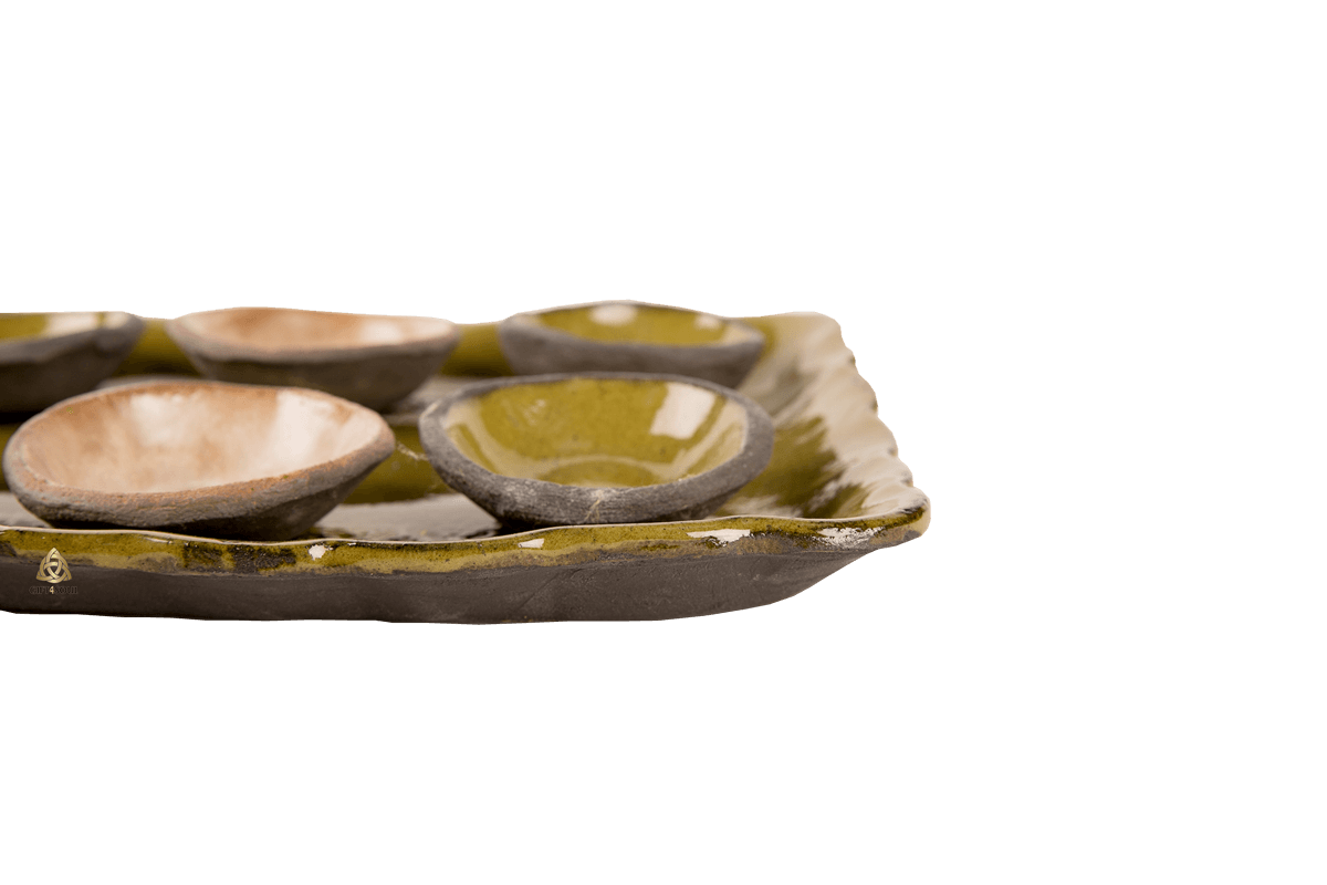 YEC0010 1 צלחת הגשה אובלית סילסולים מקרמיקה עבודת יד