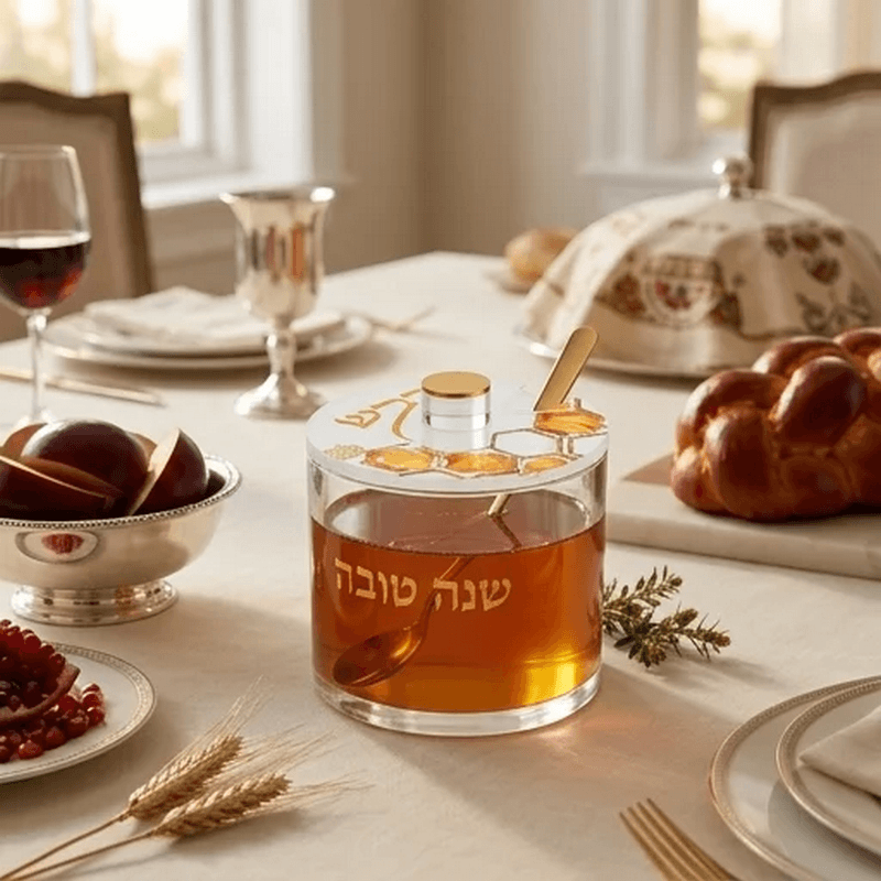  דבשיה כלי לדבש אקרליק הדפס מוזהבAJ59567  2 