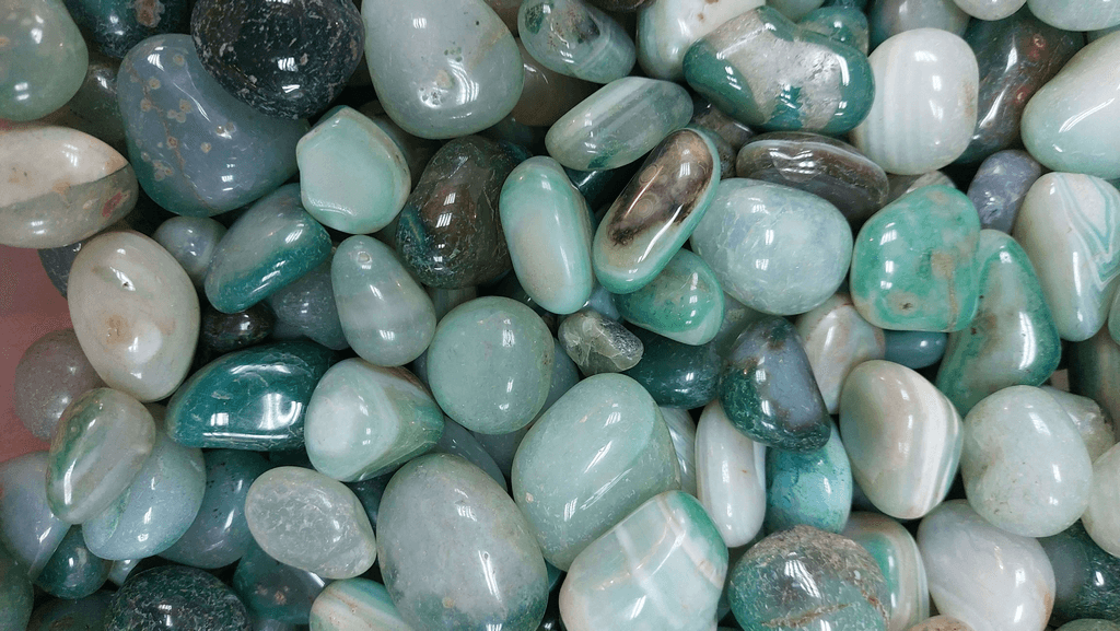  קריסטל מוז אגת אבן קריסטל מוס אגת Moss Agate  לאיזון צקרת הלב ולרגיעה וקבלה     3 