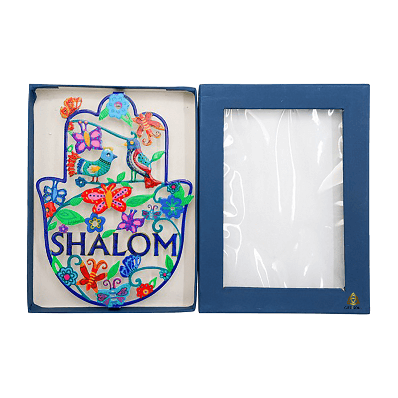  אמייל גדולה בציפוי לכה דגם ציפורים ושלום בעברית וערבית לקישוט על הקיר EM000SHE23   2 
