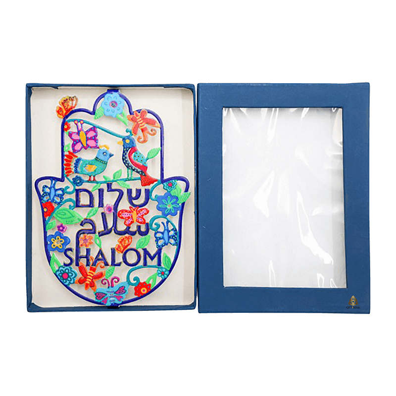  אמייל גדולה ציפוי לכה דגם ציפורים ושלום בעברית ואנגלית לקישוט על הקיר EM000SHE22  2 
