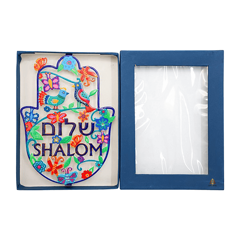  אמייל גדולה ציפוי לכה דגם ציפורים ושלום בעברית ואנגלית לקישוט על הקיר EM000SHE22  2 