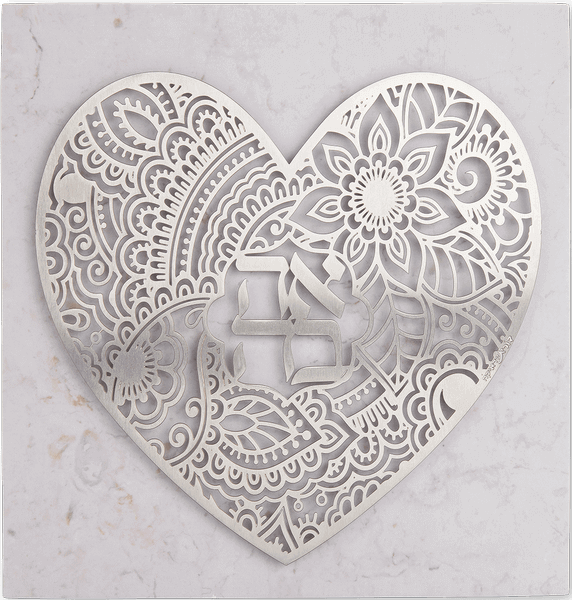  נירוסטה לב אהבה על אריח דמוי אבןDOZS 12  NS  1 