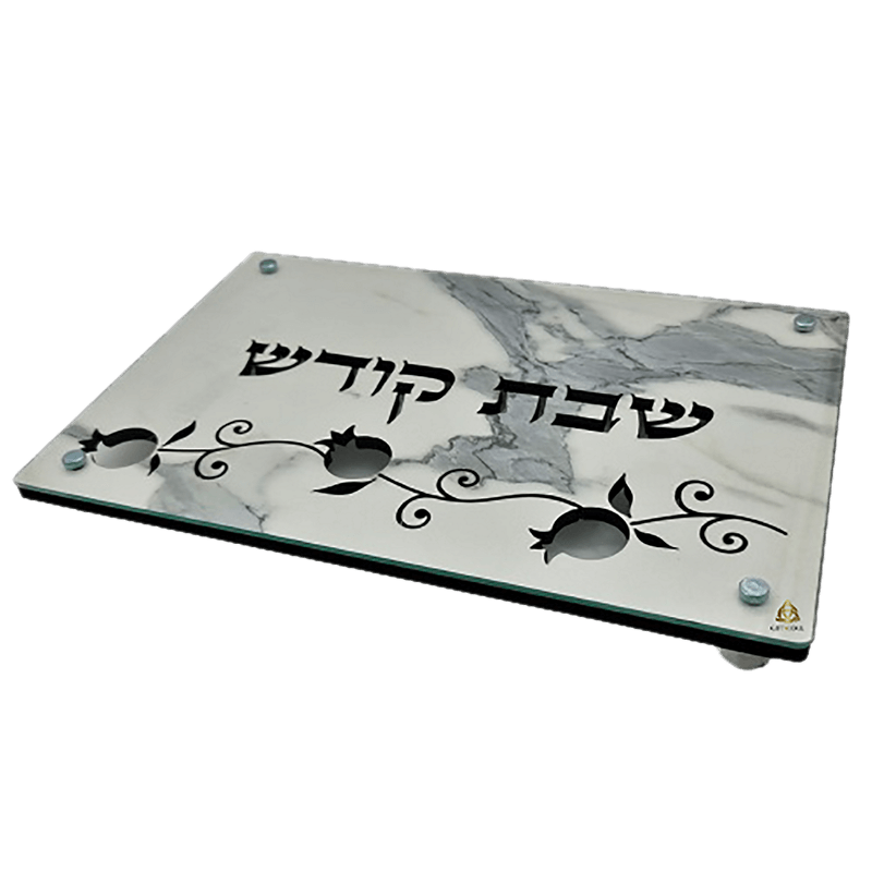  חלה לשבת שיש זכוכית ועץ בחיתוך רימונים  LL100815ZZ1