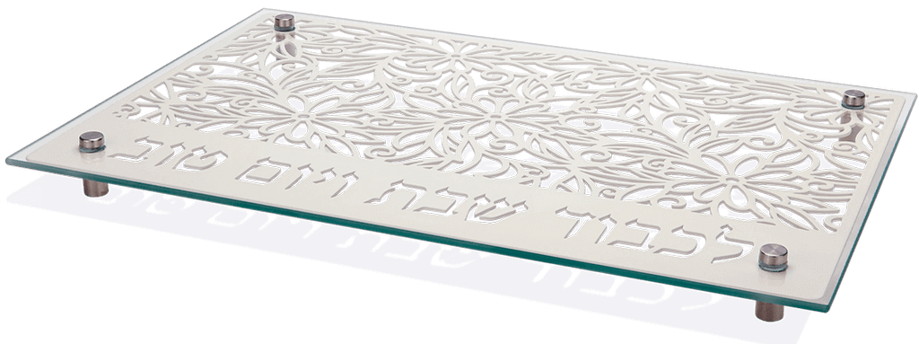  מתכת לחלה או פמוטים להדלקת נרות עם מגזרת מתכת וזכוכית מחוסמת פרחיםDOSHT 5   3 