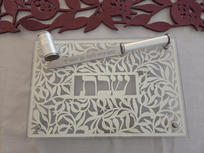  מתכת לחלה או פמוטים להדלקת נרות עם מגזרת מתכת וזכוכית מחוסמת רימונים DOSHT 2  2 