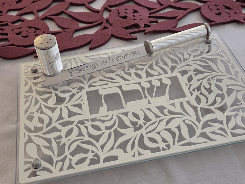  מתכת לחלה או פמוטים להדלקת נרות עם מגזרת מתכת וזכוכית מחוסמת רימונים DOSHT 2  6 