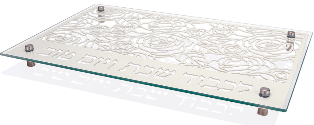  מתכת לחלה או פמוטים להדלקת נרות עם מגזרת מתכת וזכוכית מחוסמת שושנים  DOSHT 3   3 