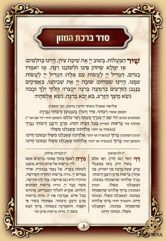 מזכרת הקדשה אישית תפילות לחודש תשרי עדות אשכנז