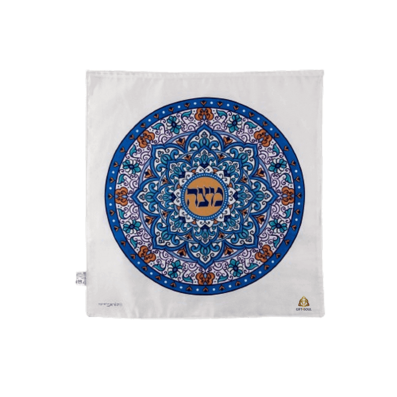  מרובעת למצה לבנה הדפס מנדלה פרחים אורינטאלי כחול DOHZZ13A