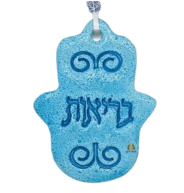  חמסה בריאות תכלת יציקת אבן בעבודת י בצבעים לבחירה SM028