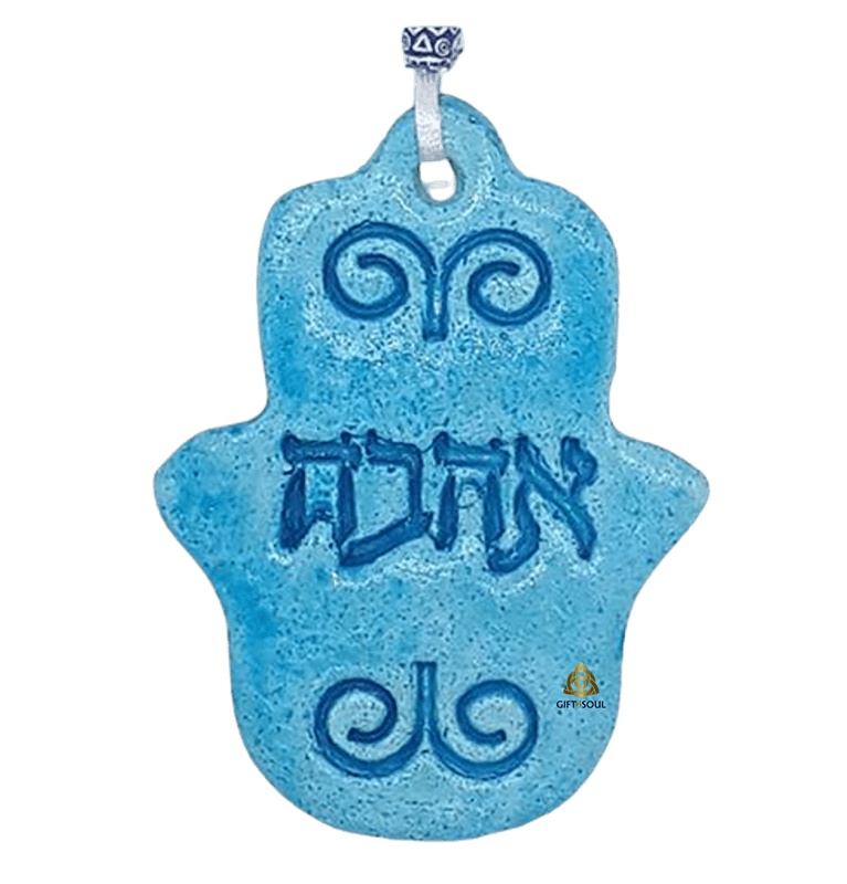  חמסה תכלת אהבה יציקת אבן בעבודת י בצבעים לבחירה SM028