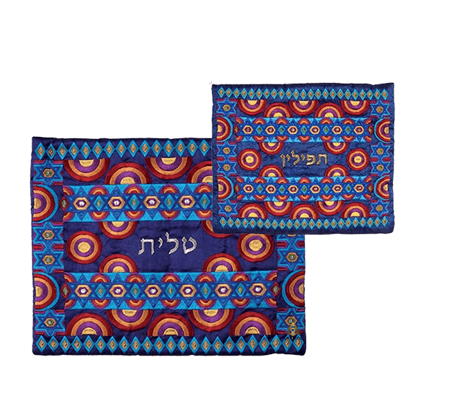  לטלית ירושלים רקמה מלאה כסוף פסי תכלת וכסףEMTBBZZ4S