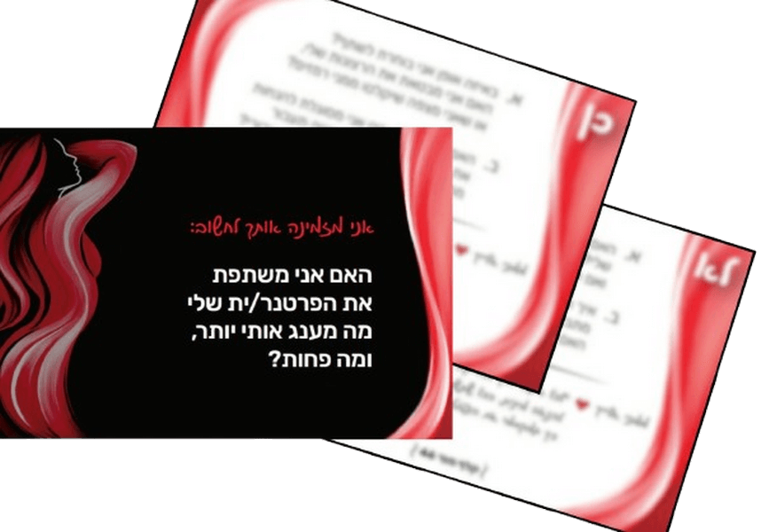 ערכת קלפי המראה חקירה אינטימית קלפים לטיפול ואימון עצמי ויקי העצמה כן לא