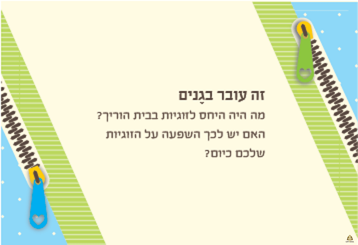  קלפי זיגזוג קלפי זוגיות להעלאת המודעות הזוגית קלף זה עובר בגנים