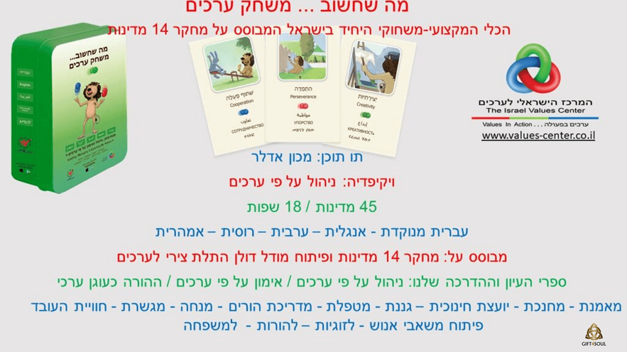  קלפי מה שחשוב משחק ערכים מבוסס מחקר מדעי