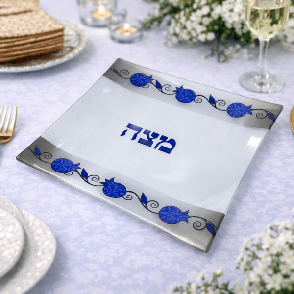  למצה מזכוכית פס אפור רימונים כחולLL16508  1 