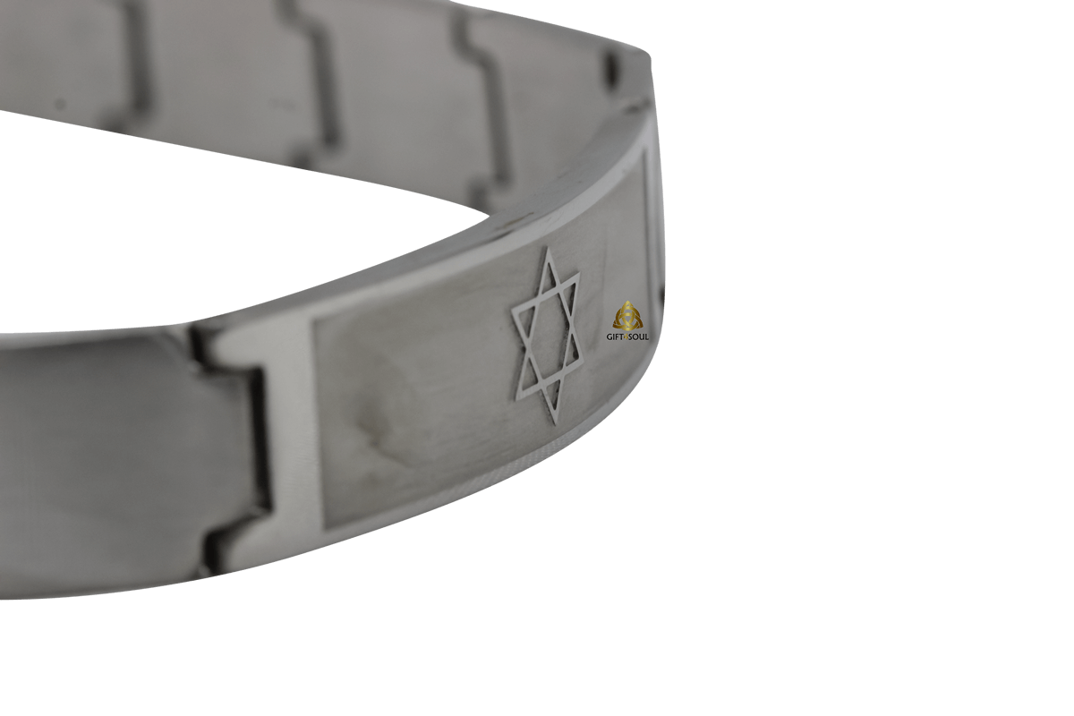  כסף מלבנים מחוברים עם סמל מגן דוד    3 
