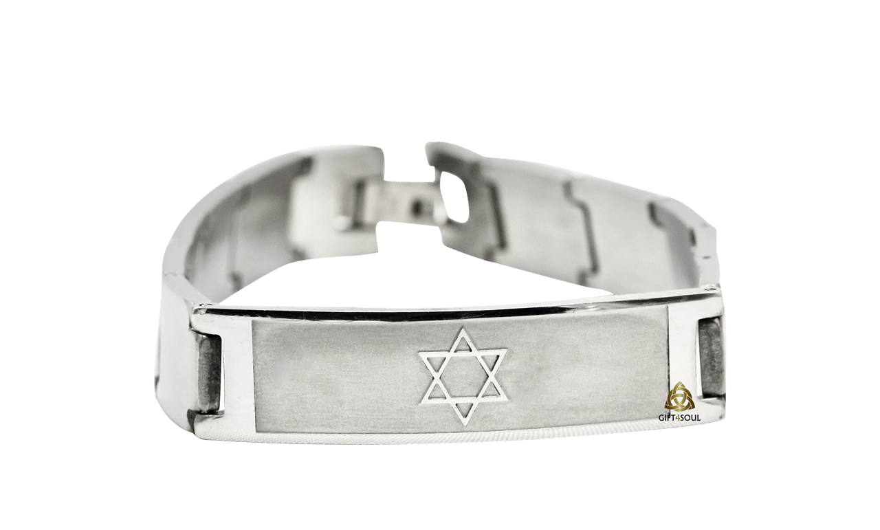  כסף מלבנים מחוברים עם סמל מגן דוד    4 