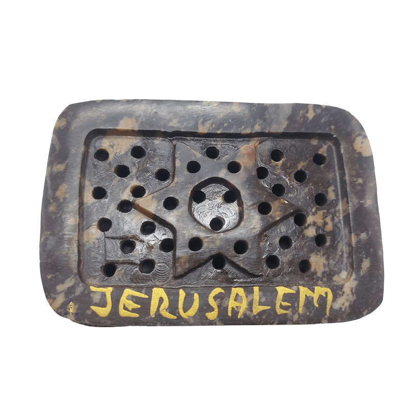  בשמים מלבנית שיש טבעי וגדולה בעיצוב ועתיק חריטת מגן דוד GS000485