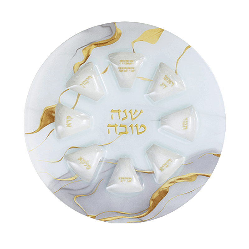  סדר ראש השנה זכוכית שיש גווני זהב  AJ81508