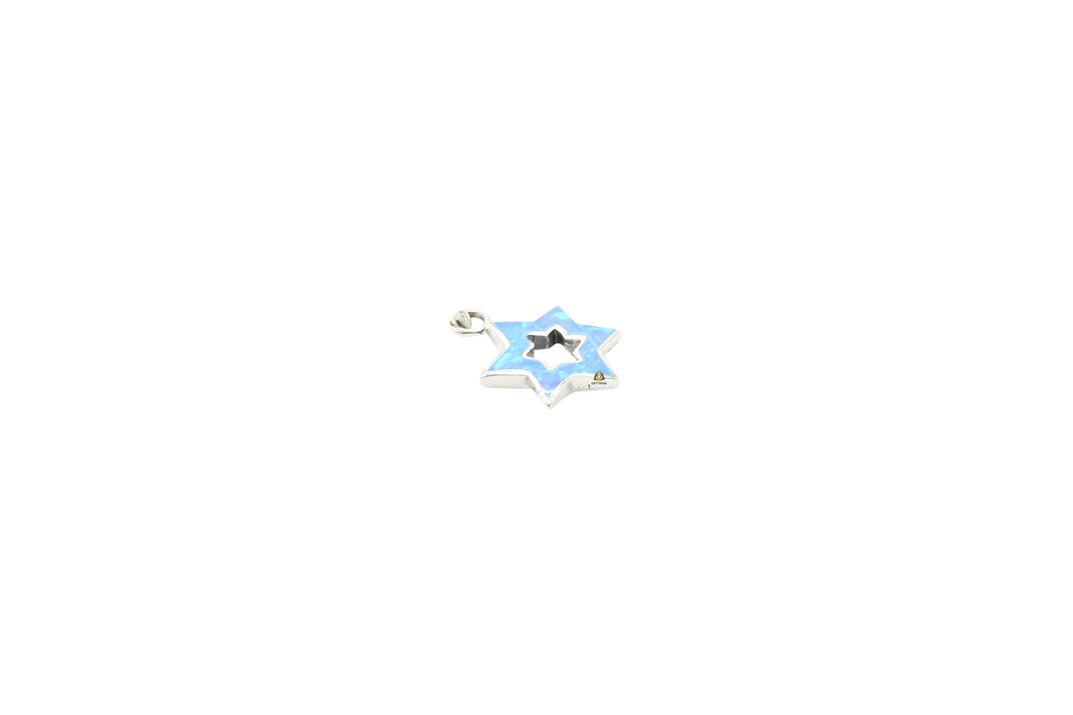 ותליון כסף וסמל מגן דוד עם אבן אופלית לנשים ונערות NA000001A1