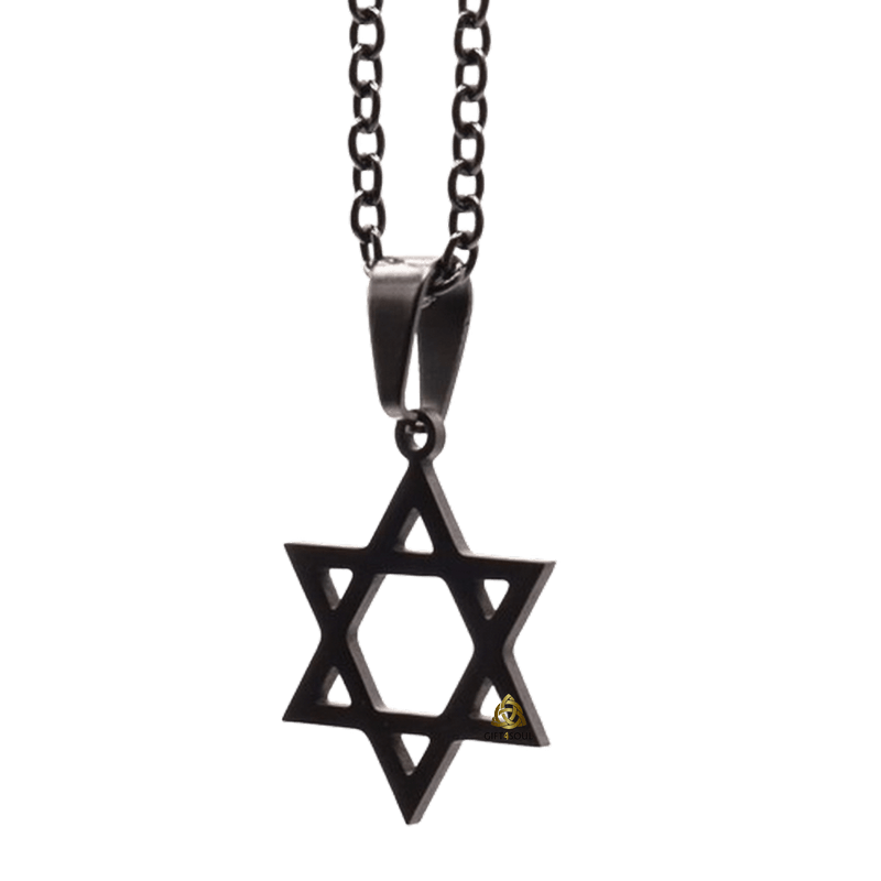  מגן דוד קלאסית מסטיל  פלדת אל חלד  עם ציפוי  שחורPVDGSS061 B 1A