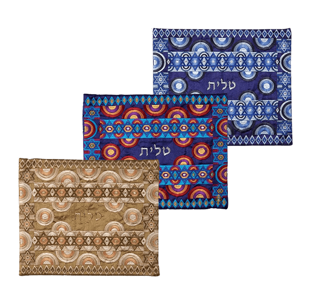  טלית רקמה מלאה ירושלים כחול פסים כחוליםEMTBBZZ4B