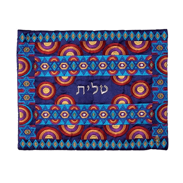  טלית רקמה מלאה מגן דוד ועיגולי שימחה צבועניEMTBBZZ1M