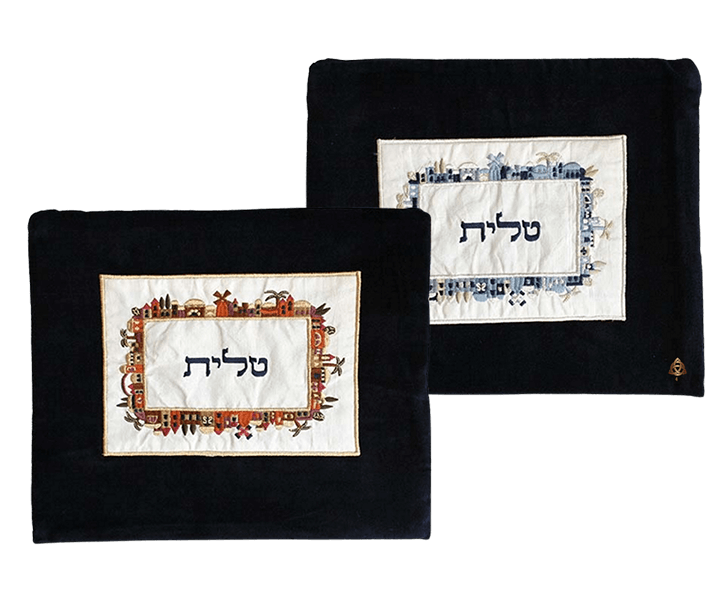  לטלית מבד קטיפה רקום דגם ירושלים צבעוניEMTTVZZ1